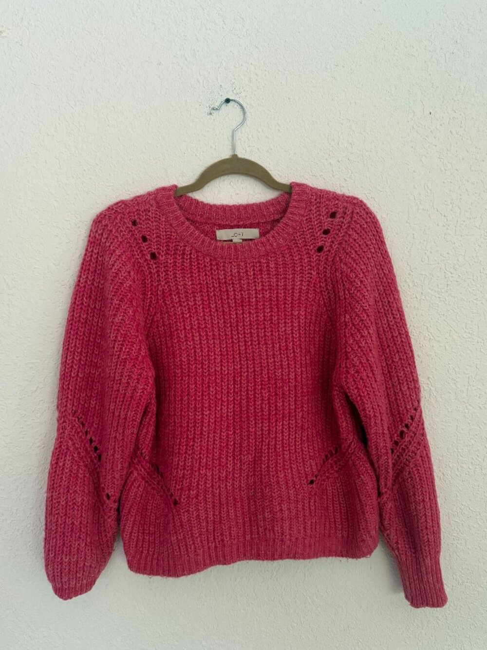 LOFT Pink Chunky Knit Sweater Wool Blend Size Medium
